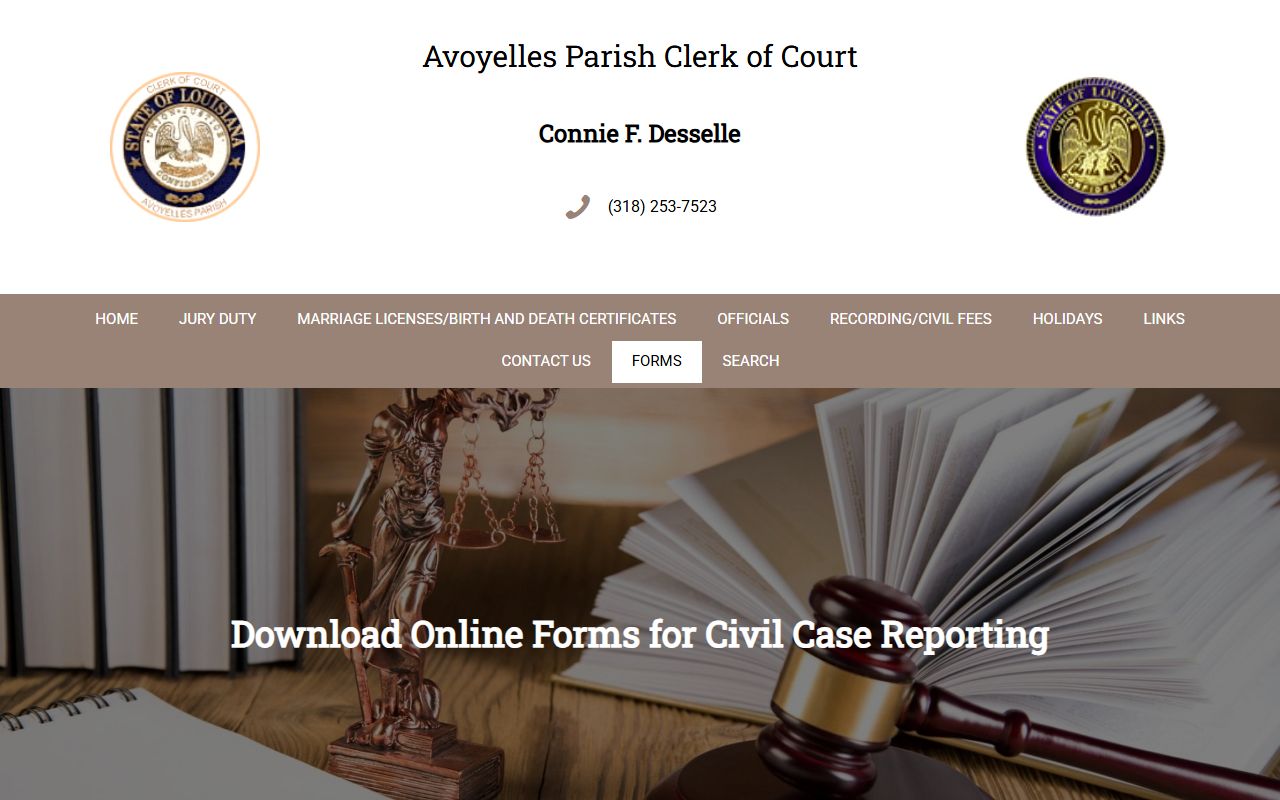 Avoyelles Parish Clerk of Court records forms page