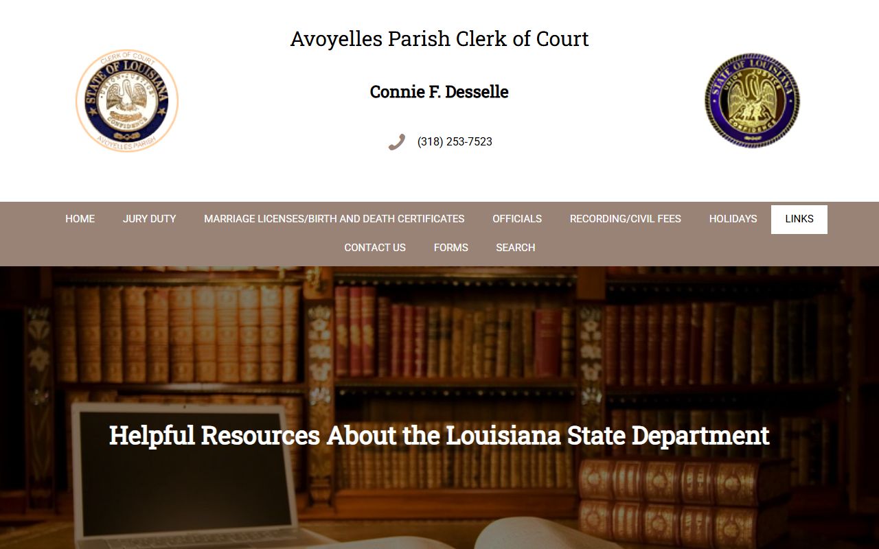 Avoyelles Parish Clerk of Court records external resource links