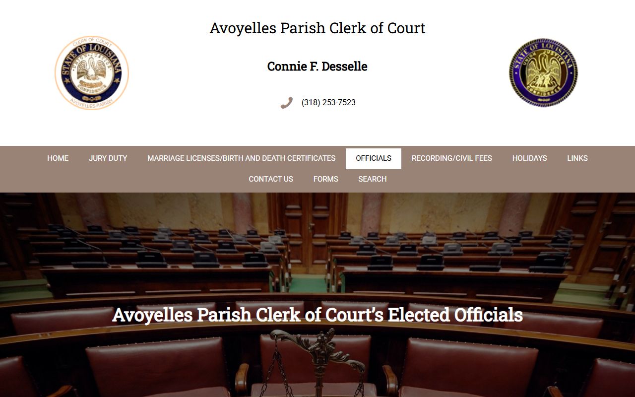 Avoyelles Parish Clerk of Court records local officials page