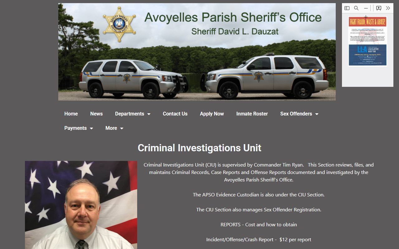 Avoyelles Parish arrest records and court charges Sheriff Criminal Investigative Unit page