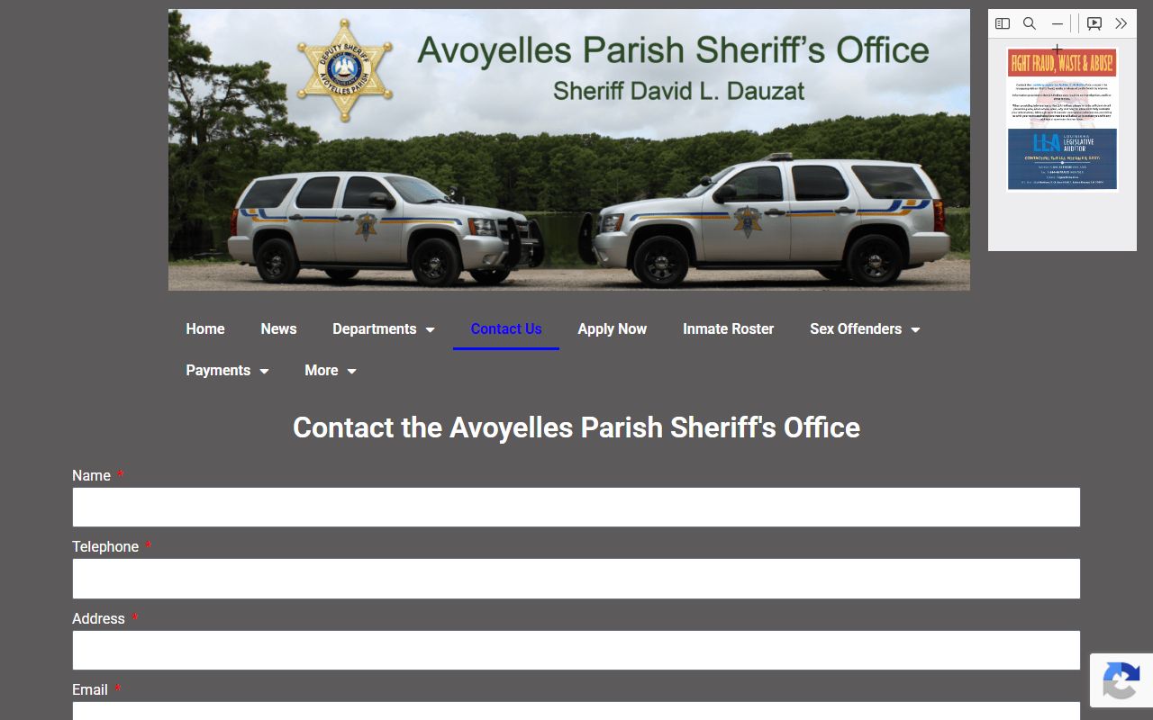 Avoyelles Parish court dockets sheriff contact form