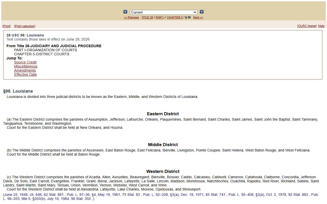 Avoyelles Parish District Court records federal Western District statute