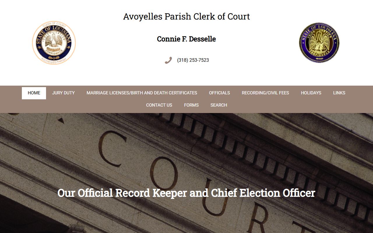 Avoyelles Parish court records Clerk of Court homepage