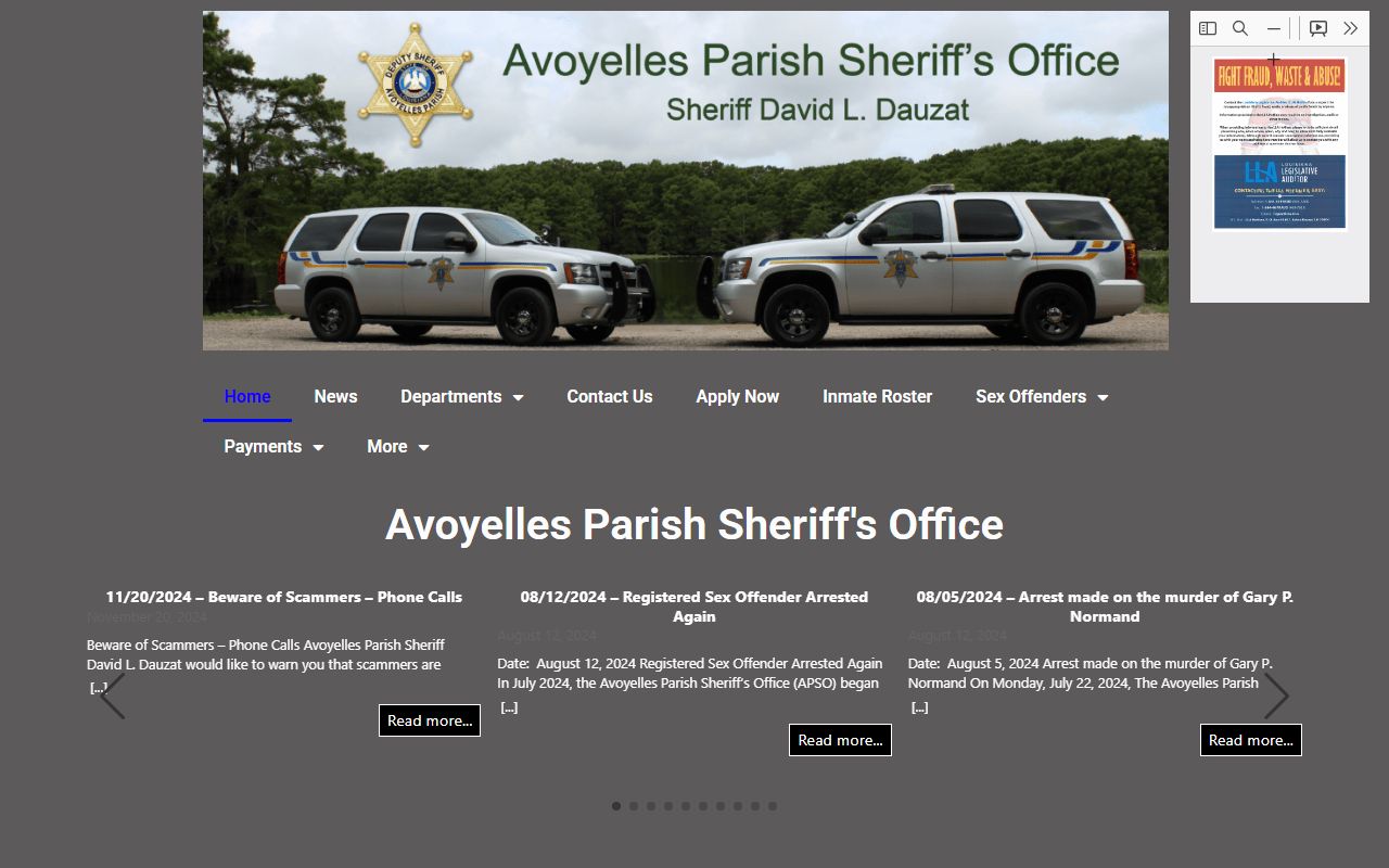 Avoyelles Parish inmate and warrant records Sheriff homepage