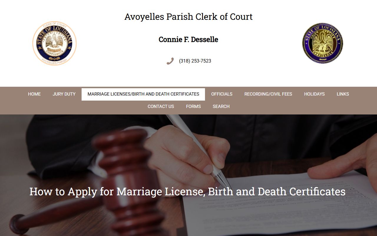 Avoyelles Parish marriage and divorce records Clerk marriage license page