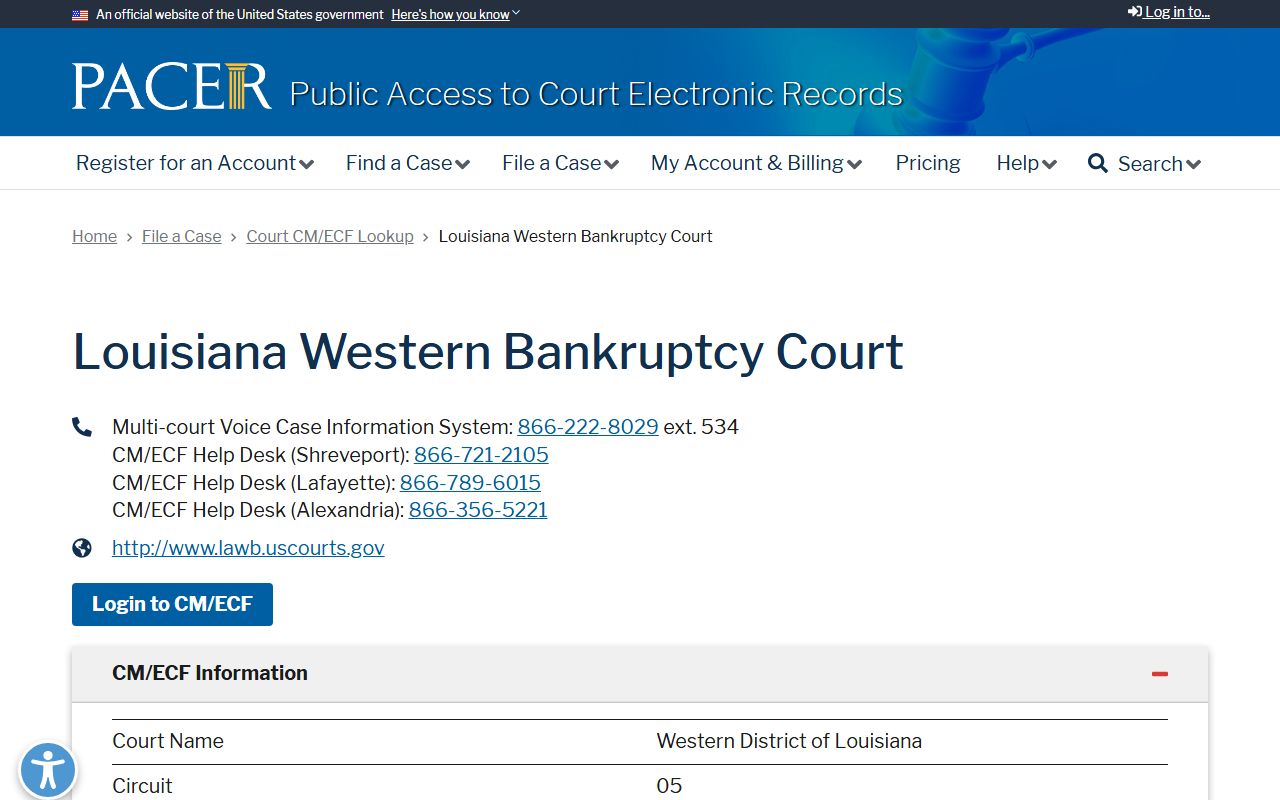 Avoyelles Parish probate records PACER lookup for Louisiana Western Bankruptcy Court